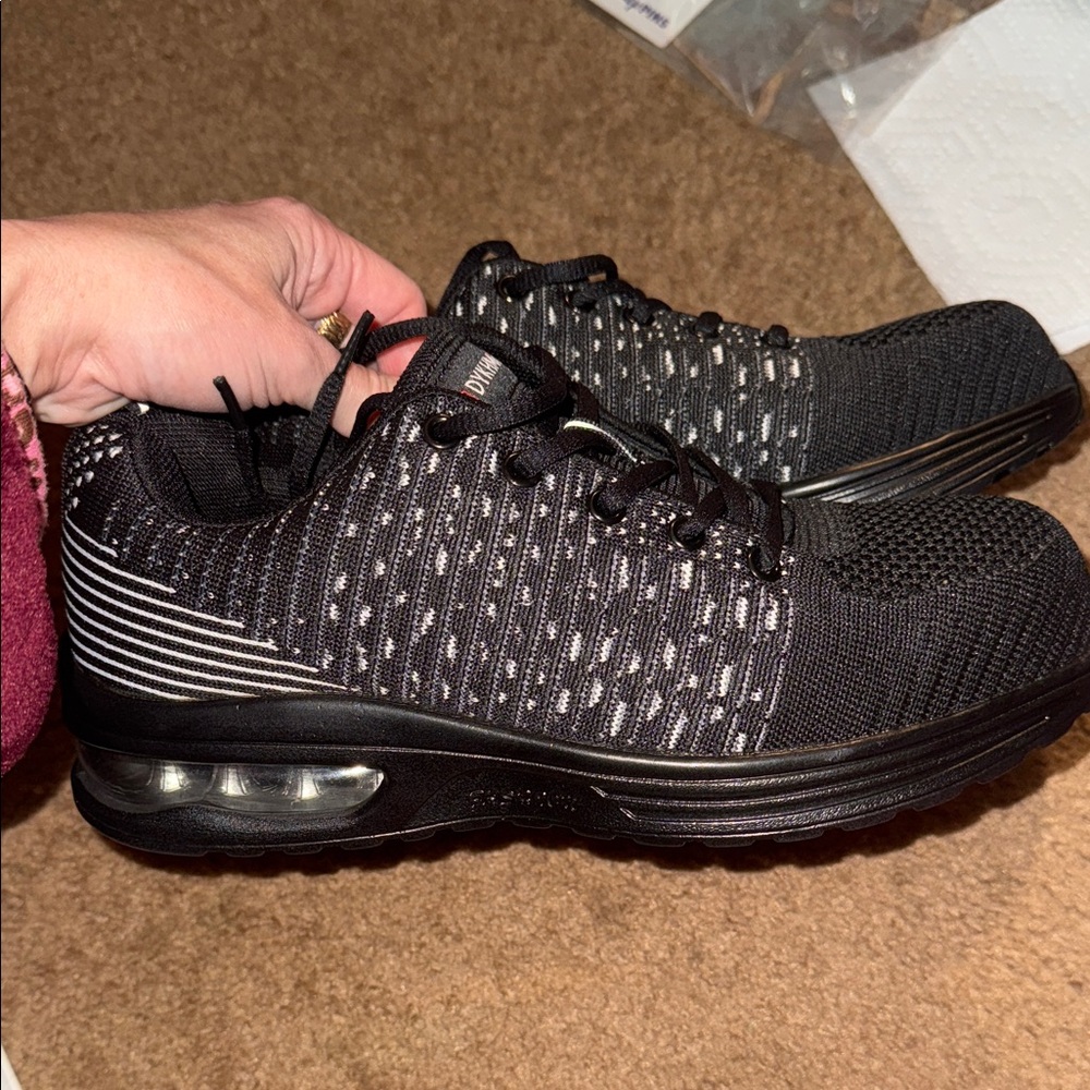 Dykhmily Black and White Men or Women’s  Steel Toe Sneakers - Picture 7 of 8